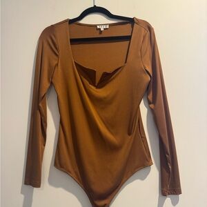 TCEC Rust Long Sleeve Square Neck Bodysuit Size L